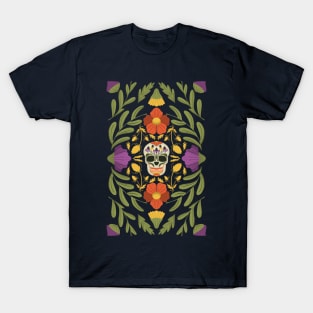 Sugar Skull with Wildflowers // Mexican Sunflower Dia de los Muertos // T-Shirt